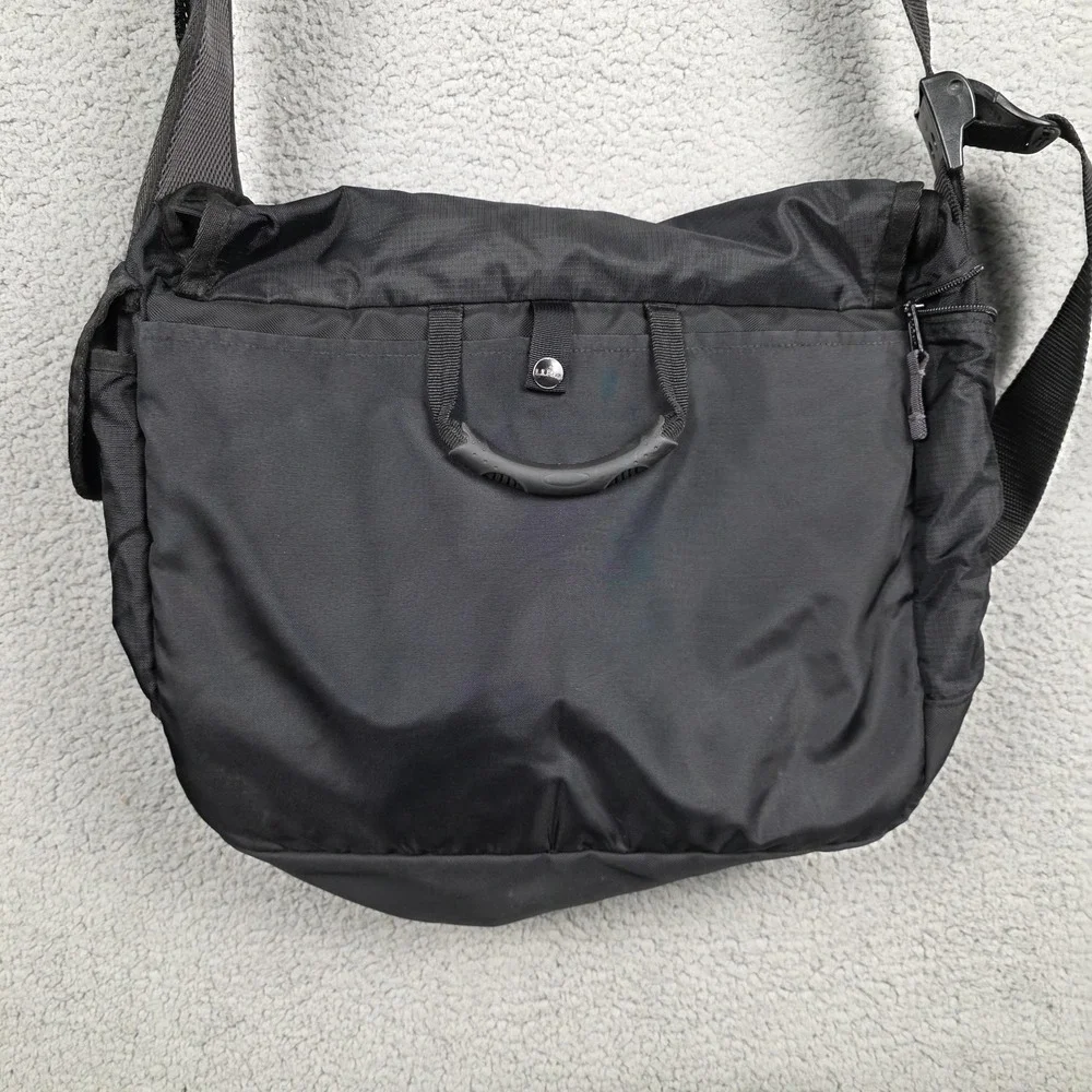 L.L. Bean Messenger Bag Mens Large Black Nylon Crossbody Travel Organizer